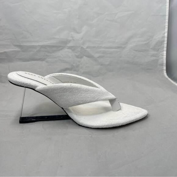 Good American White Terry Lucite Wedge Heels Women 10 - Picture 2 of 16